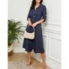 LE MONDE DU LIN Navy Maxi Linen Dress -Exquisite Clothing 16943278 11