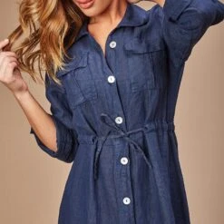 LE MONDE DU LIN Navy Maxi Linen Dress -Exquisite Clothing 16943278 3