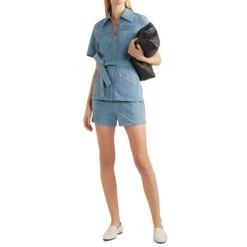 VICTORIA, VICTORIA BECKHAM Cornflower Zip Pocket Shorts -Exquisite Clothing 17033658 3