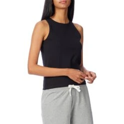 N°· Eleven Black Cotton Jersey Vest Top