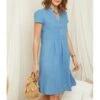 Rodier Indigo Button Linen Mini Dress -Exquisite Clothing 17585427 1