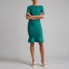 Herve Leger Alpine Green Boat Neck Flare Bandage Dress -Exquisite Clothing 17672304 5
