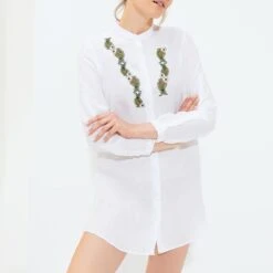 Vilebrequin White Pineapple Linen Shirt Dress -Exquisite Clothing 17723826 3