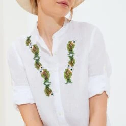 Vilebrequin White Pineapple Linen Shirt Dress -Exquisite Clothing 17723826 4