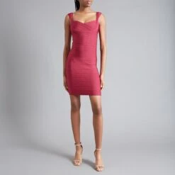 Herve Leger Raspberry Bandage Mini Dress