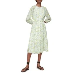 WHISTLES Cream Floral Savannah Silk Blend Dress