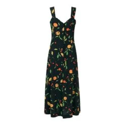 WHISTLES Black Fruit Print Frill Midi Dress -Exquisite Clothing 17878171 3