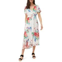 Phase Eight White Floral Evadine Midi Dress