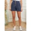 LE MONDE DU LIN Navy High Waisted Linen Short -Exquisite Clothing 17941042 11