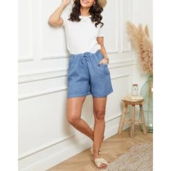 LE MONDE DU LIN Blue Turn Up Linen Shorts -Exquisite Clothing 17941326 13