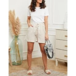 LE MONDE DU LIN Natural Turn Up Linen Shorts -Exquisite Clothing 17941341 13