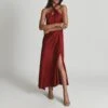 Reiss Red Lorena Halter Neckline Satin Midi Dress -Exquisite Clothing 17960041 1