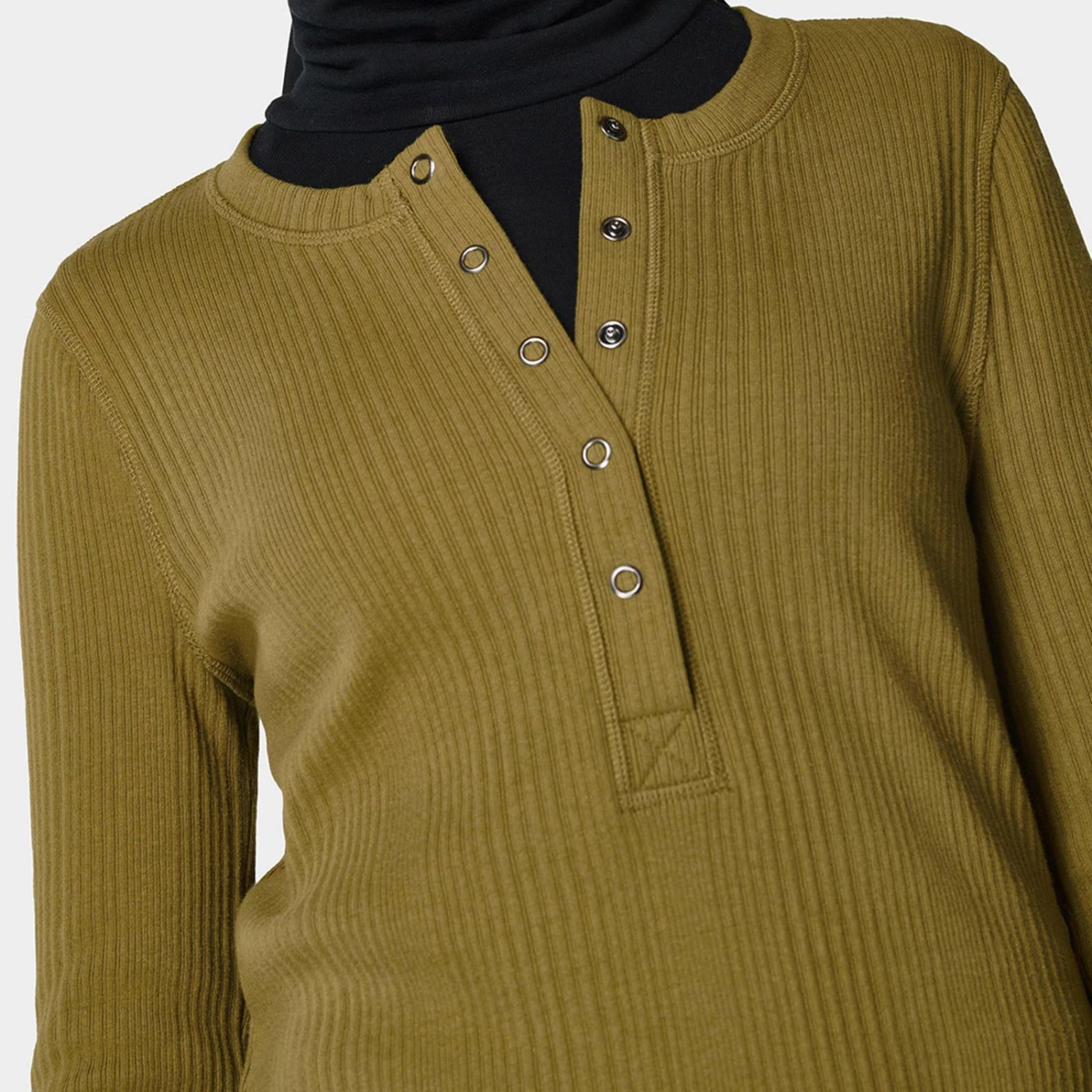 Sweaty Betty Khaki Henley Cotton Blend Midi Dress 4 Sweaty Betty Khaki Henley Cotton Blend Midi Dress - Image 2