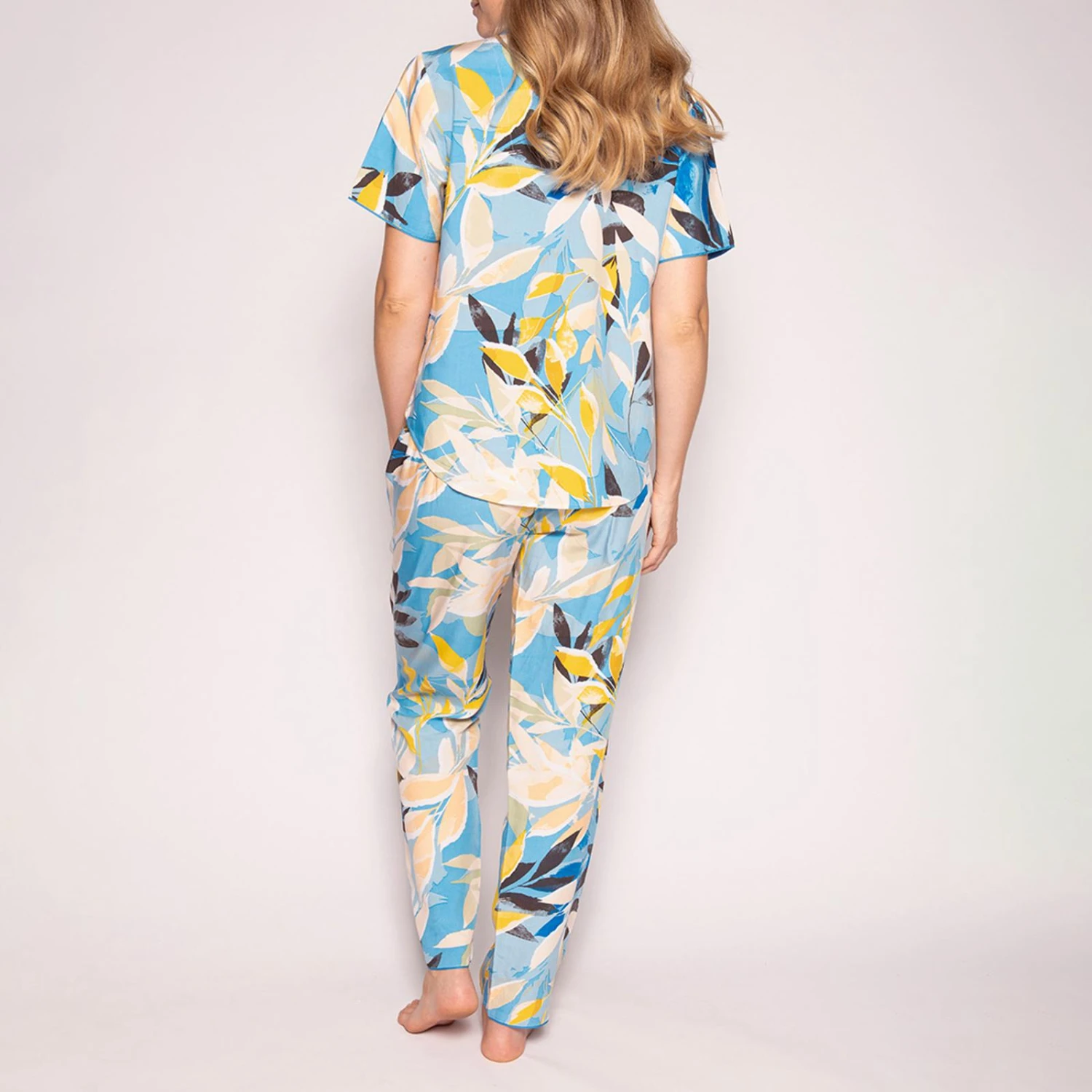 Cyberjammies Blue Lemon Leaf Print Pyjama Set 4 Cyberjammies Blue Lemon Leaf Print Pyjama Set - Image 2