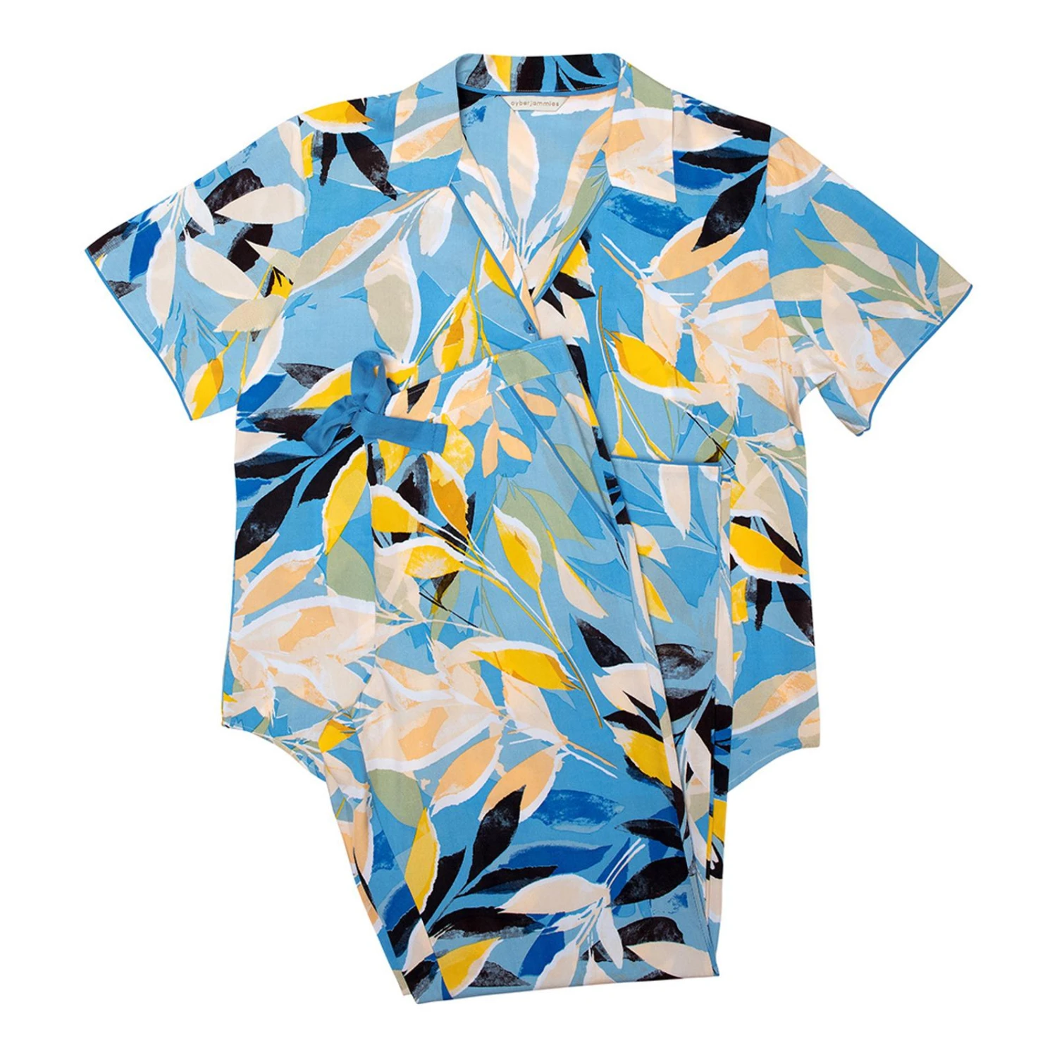 Cyberjammies Blue Lemon Leaf Print Pyjama Set 5 Cyberjammies Blue Lemon Leaf Print Pyjama Set - Image 3