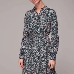 WHISTLES Pink Animal Print Shirt Dress -Exquisite Clothing 18096496 3