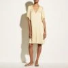 Vince Beige Satin Flutter Sleeve Dress -Exquisite Clothing 18160177 1