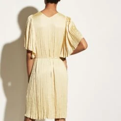 Vince Beige Satin Flutter Sleeve Dress -Exquisite Clothing 18160177 3