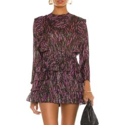 IRO Multi Black Anael Silk Mini Dress