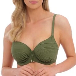 Fantasie Olive Beach Waves Gathered Full Cup Bikini Top