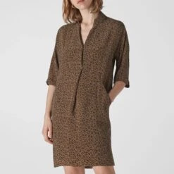 WHISTLES Brown Animal Print Lola Dress