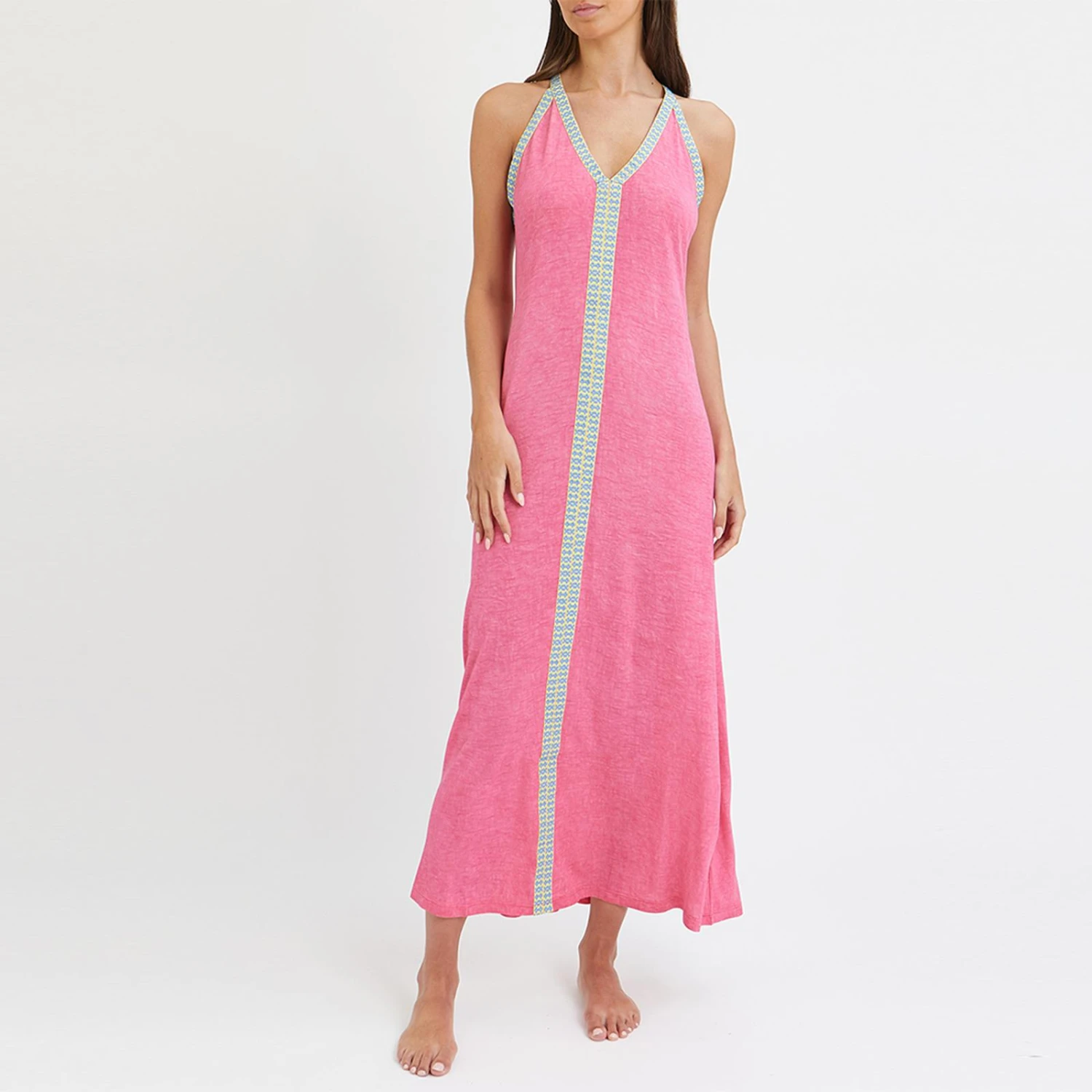 N°· Eleven Hot Pink Jersey Trim Maxi Dress 3 N°· Eleven Hot Pink Jersey Trim Maxi Dress