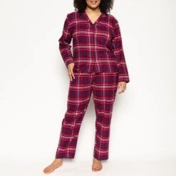 Cyberjammies Purple Clarissa Super Cosy Check Pyjama Top