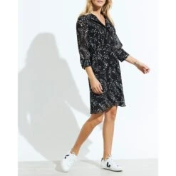 SOSANDAR Black & White Print Tie Waist Shirt Dress -Exquisite Clothing 18275132 3