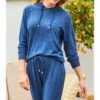 SOSANDAR Navy Blue Loungewear Hooded Top -Exquisite Clothing 18276042 1