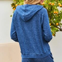 SOSANDAR Navy Blue Loungewear Hooded Top -Exquisite Clothing 18276042 3
