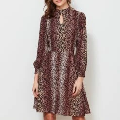 SOSANDAR Leopard Print Flared Dress