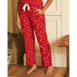 SOSANDAR Red/White Spot Print Pyjama Bottoms