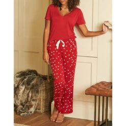 SOSANDAR Red/White Spot Print Pyjama Bottoms -Exquisite Clothing 18277204 4