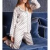 SOSANDAR Champagne Gold Polka Dot Print Satin Pyjama Bottoms -Exquisite Clothing 18277548 1