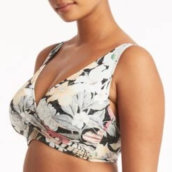 Sea Level Charcoal Calypso G Cup Cross Front Bra Top