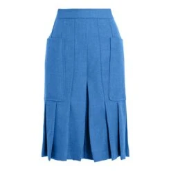 Victoria Beckham Blue Double Pleat Cotton Short -Exquisite Clothing 18302642 3