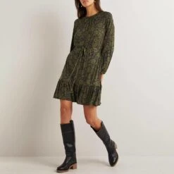 Boden Green Foliage Crew Neck Jersey Mini Dress -Exquisite Clothing 18307914 2
