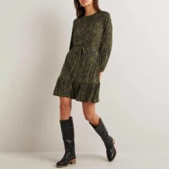 Boden Green Foliage Crew Neck Jersey Mini Dress -Exquisite Clothing 18307914 4