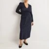 Boden Navy V Neck Ruched Dress 2 Boden Navy V Neck Ruched Dress -Exquisite Clothing 18308365 1