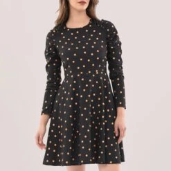Closet Black Polka Dot Gathered Shoulder Dress -Exquisite Clothing 18334671 4