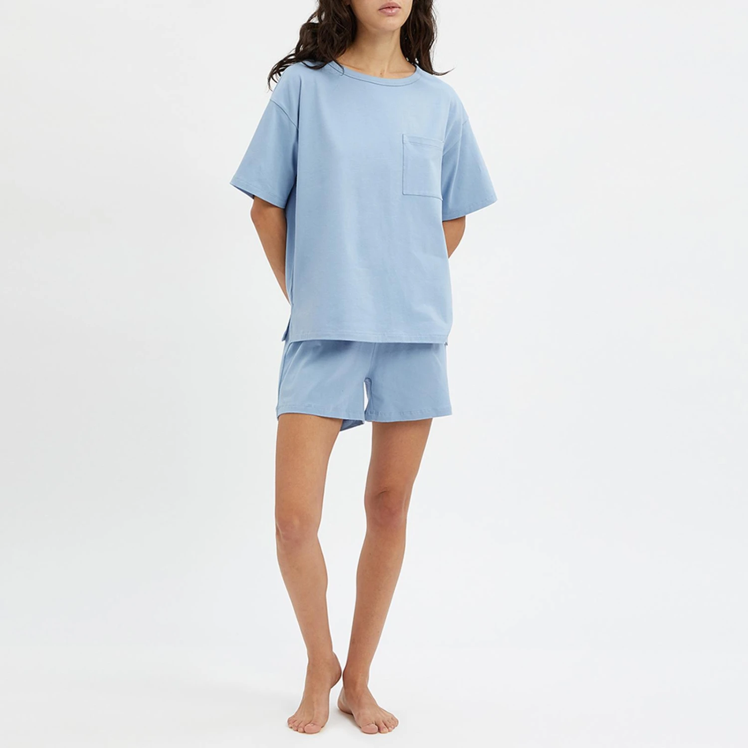 N°· Eleven Steel Blue Cotton Pyjama Short Set 7 N°· Eleven Steel Blue Cotton Pyjama Short Set - Image 5