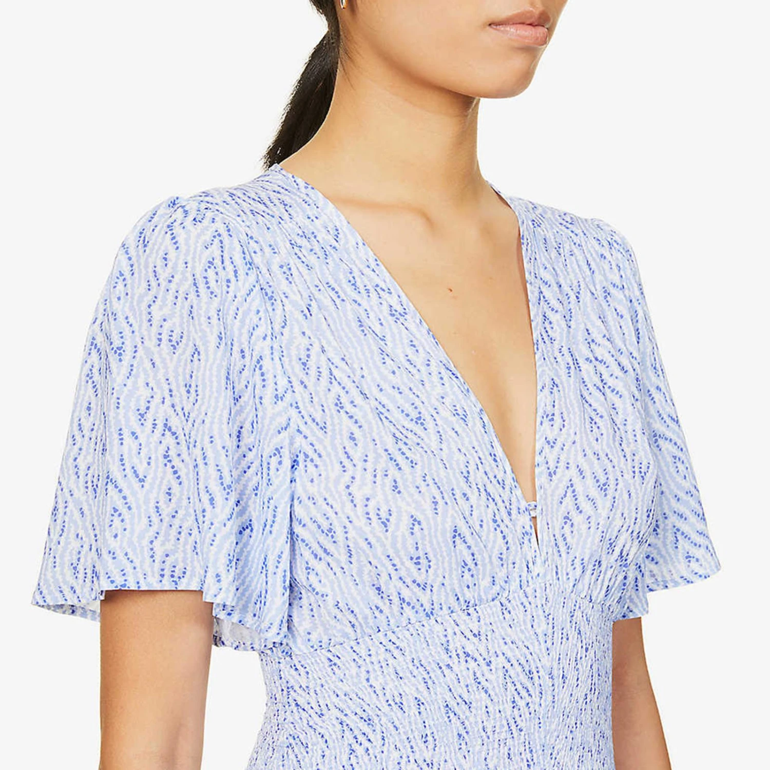 Heidi Klein Blue Periwinkle Embers Angel Sleeve Maxi Dress 4 Heidi Klein Blue Periwinkle Embers Angel Sleeve Maxi Dress - Image 2