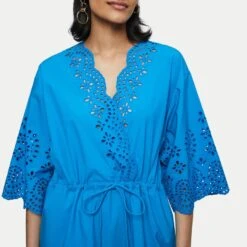 Jigsaw Blue Broderie Cotton Dress -Exquisite Clothing 18357696 3