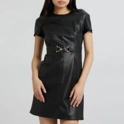 Marella Black Avocado Leather Dress