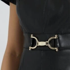 Marella Black Avocado Leather Dress 9 Marella Black Avocado Leather Dress -Exquisite Clothing 18360473 4