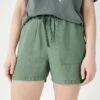 Hush Khaki Relaxed Linen Shorts -Exquisite Clothing 18363279 1