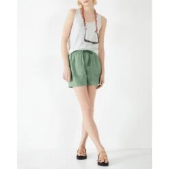 Hush Khaki Relaxed Linen Shorts -Exquisite Clothing 18363279 2