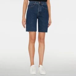 7 For All Mankind Indigo Andy Straight Denim Shorts