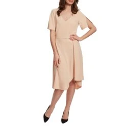 Gina Bacconi Soft Peach Mylee Crepe Dress -Exquisite Clothing 18371483 3