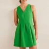 Boden Green V-Neck Skater Mini Dress -Exquisite Clothing 18375134 1